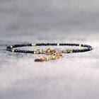 Natural Dainty Shungite 2 5mm Beads Gemstone Healing Reiki Minimalist Bracelet