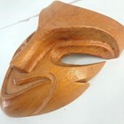 Vtg Hand Carved Wood Tribal Mask Wall Decor Balinese Indonesian Folk Art Teak