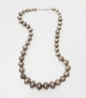 Antique Sterling Silver Native American Navajo Graduated Stamped Bead Necklace