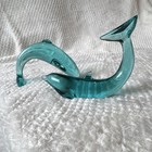 Authentic Baccarat France Crystal Dolphin Figurines Turquoise Teal Signed As Is