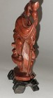 Vintage Hand Carved Rosewood  Asian Oriental Chinese Figurine On Wooden Base