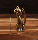 Cat Brass Small Ornament Home Office Desktop Kitten Figurines Handmade Tabletop