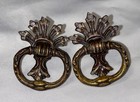 Antique Vintage Pair Of Victorian Cast Brass Drawer Ring Pull 2 x1 5 
