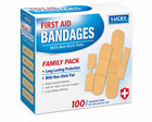 Lucky Super Soft First Aid Bandages Family Pack 100 Count  5 Pack 