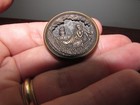 Antique Victorian Metal Picture Button Cleopatra And The Asp Scene