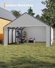 20ft Wide Heavy Duty Pe Carport     Waterproof Outdoor Garage Shelter For Car     