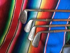 Antique Hickory Wood Shaft 4 Matching H b Mitre Brand Irons Golf Clubs