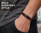 Men   s Braided Leather Bracelet Stainless Steel Magnetic Clasp Wristband