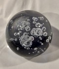 Heavy 3 5    Clear Glass Ball Paperweight With Bubbles