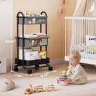 Baby Diaper Caddy Organizer Cart   3 Tier Rolling Storage Cart With Wheels Black