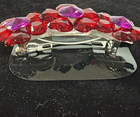 Vintage Heart Shaped Red   Purple Flowers   Metal Hair Barrette 4    Taiwan