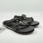 Time And Tru Ladies Womens Sandals Black Strappy Flat Shoes Size 8 New