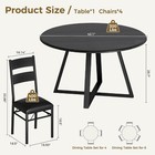 5 Piece Round Dining Table Chair Set For 4  Kitchen Set  Rustic Black Furniture