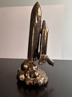 Vintage Ceramic Nasa Space Shuttle   Booster Statue Bronze Glaze Porcelain  15 