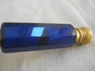 Antique Victorian Cobalt Glass Double Sided  Ornate Ends Perfume  Scent Bottle
