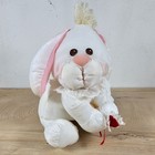 Fisher Price Puffalump Bunny Rabbit Nylon Plush White Red Heart  8012 1986 9 