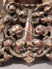 Antique Meiji Asian Ornate Carved Teak Wood Jade Grapes Sculpture Stand Display 