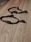 Antique Pair Of Western Cowboy Boot Spurs W  Leather Straps