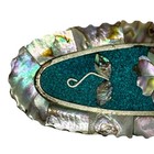 Vintage Mexico Abalone Inlay Floral Hair Barrette Clip Oval 4  Mother Of Pearl