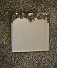 Tabletop Vanity Mirror W  Stand Metal 3 Dimensions Rose Accents At Top 8  Square