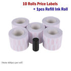10 Rolls 6000pcs White Red Line Tags Labels Refill Mx-5500 Gun Price Sticker ink