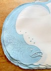 Vintage Estate Linens  Embroidered Madeira Sculpted Fish 16 Pc Placemat Set B544