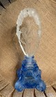 Vintage 1930   s Czech Art Deco Blue Glass Perfume Bottle-intaglio Tiara Stopper