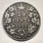 1899 Canada 50 Cents Queen Victoria Scarce Date Nice Detail Old Reverse Dings