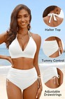 Women High Waisted Bikini Set - Piece Swimsuit Tummy Control Bathing Suit Hal   