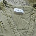 Bumblebee Women s Green Solid V-neck Button Front Long Sleeve Tunic Blouse L