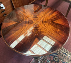 French Louis Xvi Style Mahogany 44    Round High Gloss Dining Table W  2 Leaves
