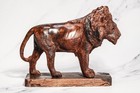 Wonderful Hand Carved Wood Antique Victorian Male Lion Statue Sculpture