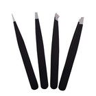 4pcs Stainless Steel Slant Tip Tweezer Precision Eyebrow Hair Remover Tools