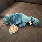 Rare Retired 1997 Ty Beanie Baby Rainbow The Iguana Chameleon Pvc Mint Condition