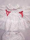 Vtg Cradle Togs Baby Girl  White   Red Rose Lace Dress   Diaper Cover 0-6 Mo Euc