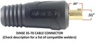 300 Amp Electrode Holder Welding Lead Dinse 35-70 Connector  1 Cable  25 Feet 