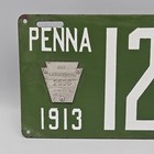 1913 Pennsylvania Porcelain License Plate
