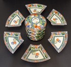 Vintage Japanese Imari 6 Section Divided Lazy Susan W 4 Stacked Bowls Appetizer