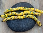 Yellow Venetian Feathered Glass West African Beads Trade Vintage Antique