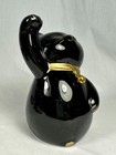 Maneki Neko Beckoning Black Cat Made In Japan Good Luck   Prosperity Porcelain