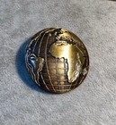 Large Vintage Metal Button North   South America Pressed Brass  1-1 2    Diameter