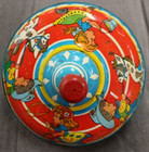 Vintage Spinning Top Ohio Art Tin Toy Litho Cute Cowboy Cowgirl Usa Made Color
