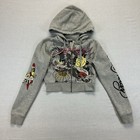 Ed Hardy Tracksuit Set Womens Medium Gray Tattoo Rose Graphic Y2k Loungewear Vtg