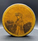 Antique French 19th C  Lacquered Papier Mache Snuff Box With Victorian Portrait