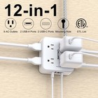 8 Outlet Power Strip Surge Protector 4 Usb 2 Usb-c 5ft Braided Extension