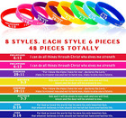 48 Pcs Religious Bracelets Rubber Christian Scripture Bracelets Silicone Bible