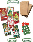 Christmas Money Cards - 24 Holders With Kraft Envelopes   Stickers  6 Designs