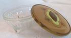 Antique Vintage Victorian Style Vanity Footed Powder Jar Embossed Flowers Brass