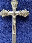 Vintage Religious Metal Casket Crucifix Cross Coffin Burial Adornment Jesus