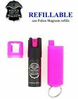 2 Police Magnum Pepper Spray 1 2oz Refillable Hot Pink Molded Keychain Defense
